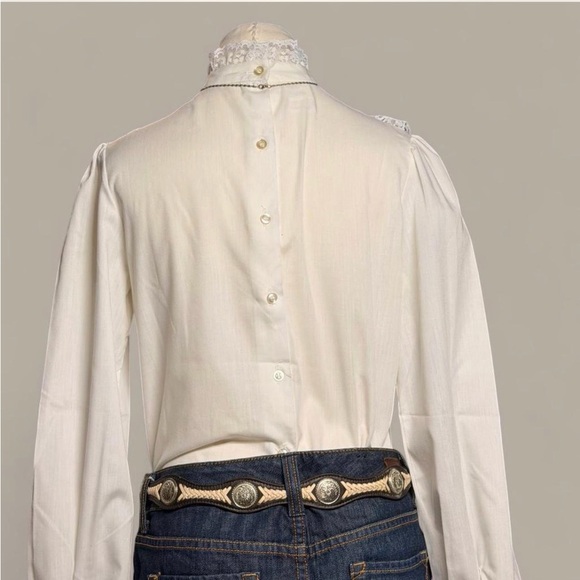 Ivory Lace Ruffle Victorian Blouse - Picture 6 of 8